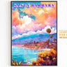 Santa Barbara stampabile, tramonto color pastello, poster colorato della California, poster di viaggio nel mondo, poster retrò vibrante, poster retrò estetico