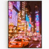 Notte di New York, arte con luci al neon, poster di moda alla moda, luci brillanti, film di New York, NY estetica, decorazione con pittura a olio, regalo di viaggio negli Stati Uniti