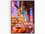 Notte di New York, arte con luci al neon, poster di moda alla moda, luci brillanti, film di New York, NY estetica, decorazione con pittura a olio, regalo di viaggio negli Stati Uniti